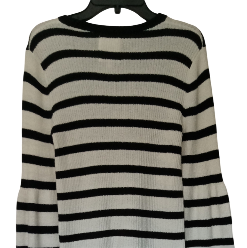 Avec Les Filles Black and White Striped Sweater